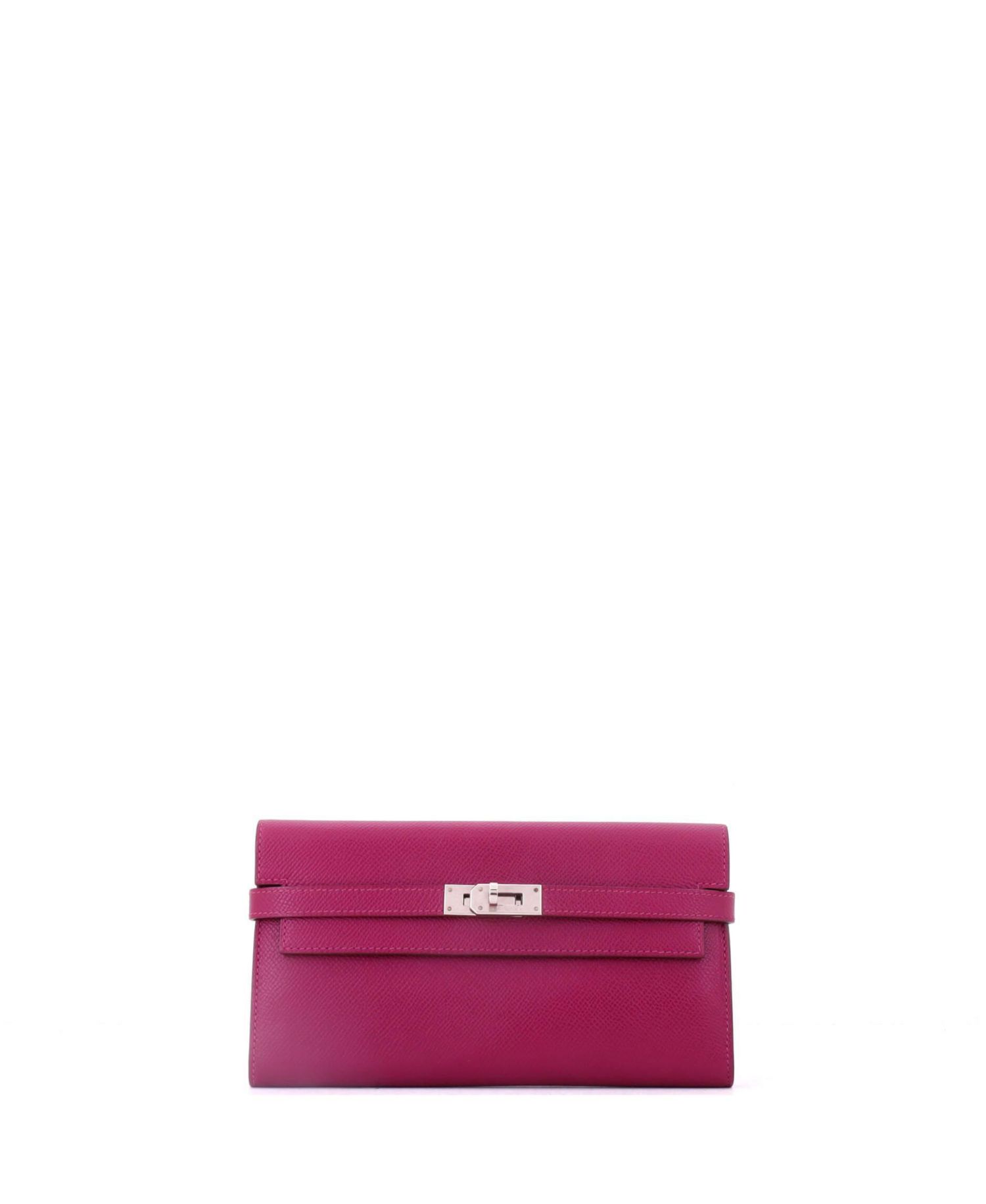 Long Kelly Epsom Leather Wallet, 8"W x 4.5"H x 1"D