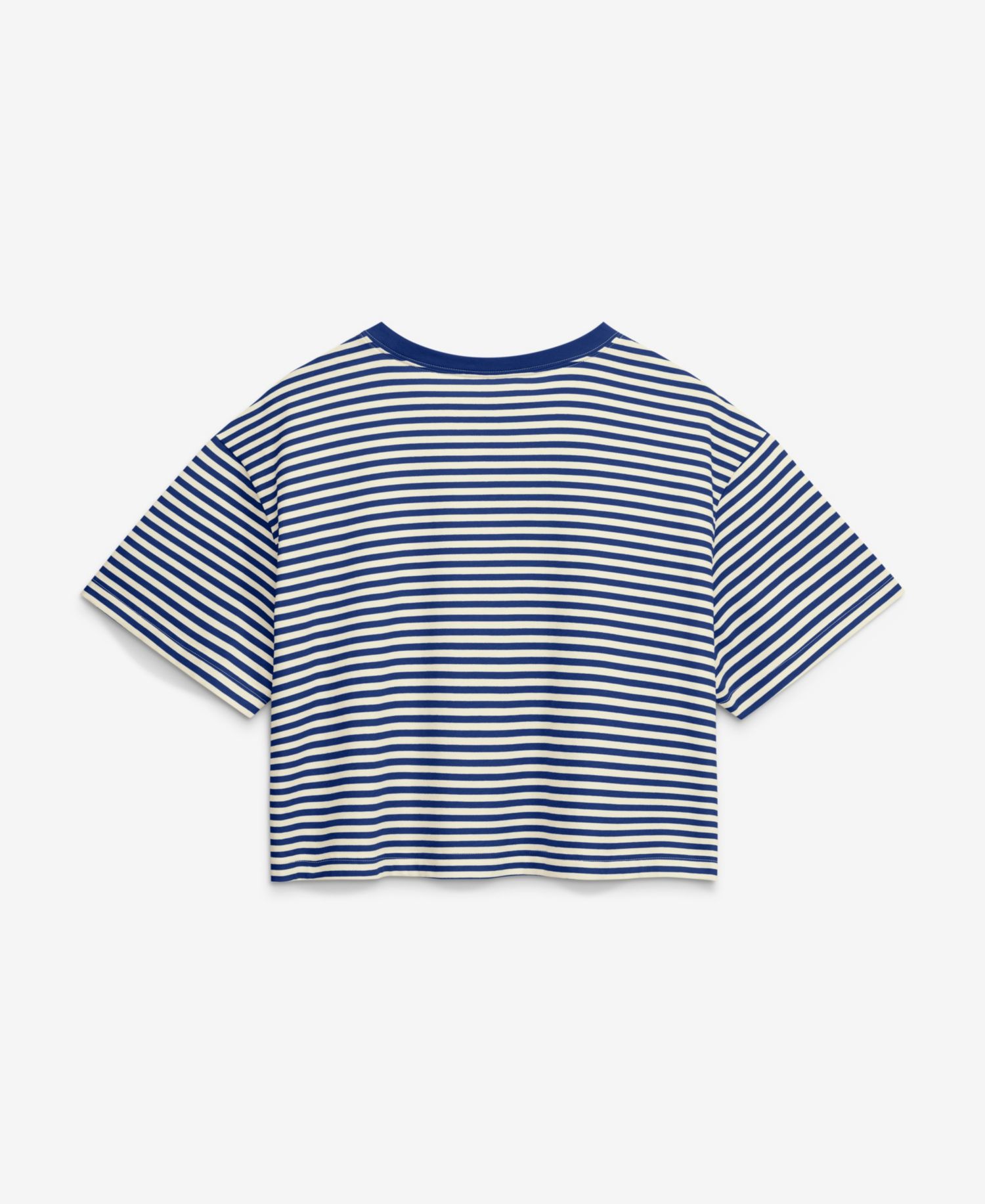 Women's Royal/Cream Texas Rangers Cooperstown Collection Striped Cropped T-Shirt