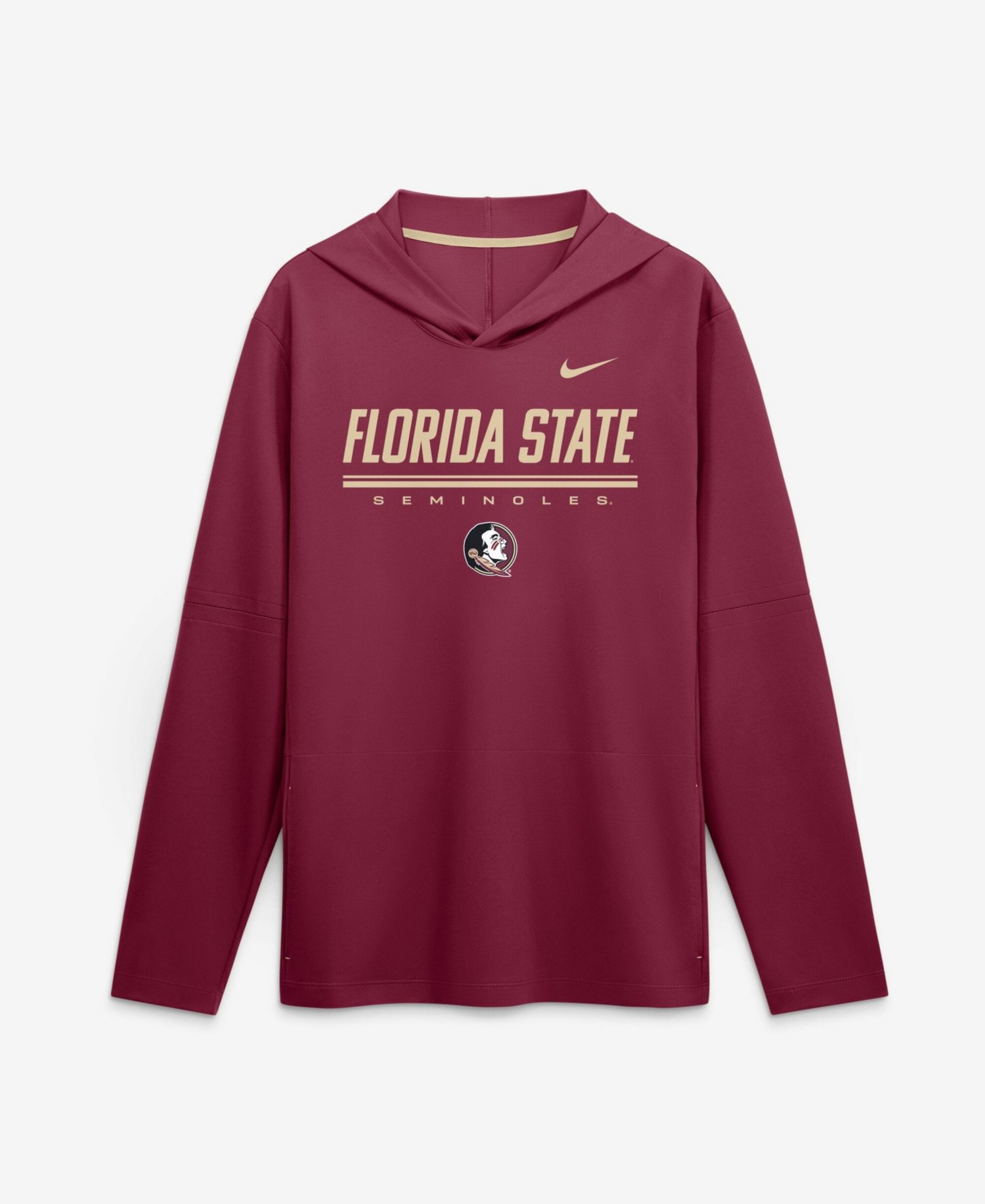 Men's Garnet Florida State Seminoles 2026 Sideline Lightweight Long Sleeve Hooded Dri-FIT Top