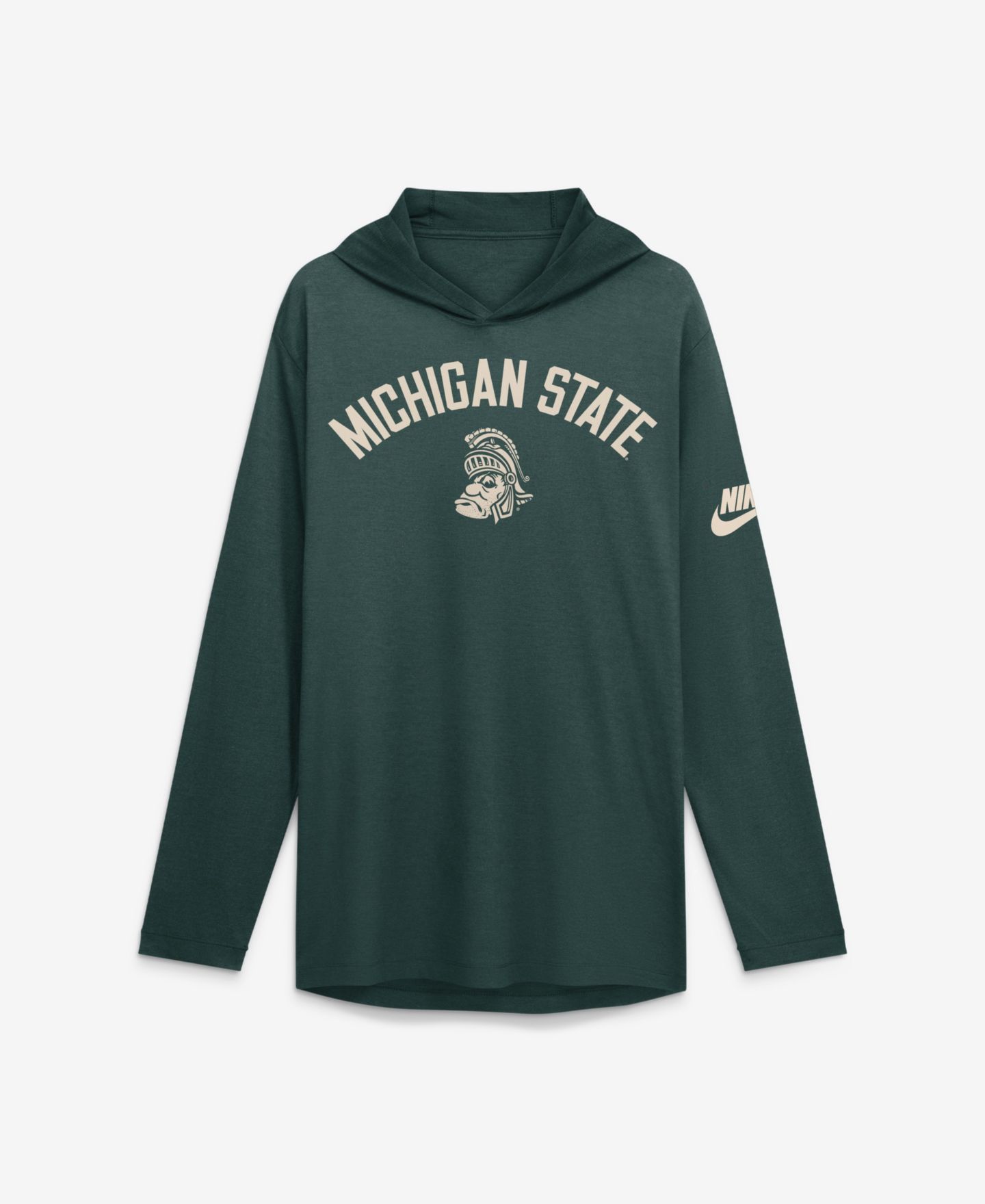 Мужская футболка Nike Green Michigan State Spartans Legacy Arch Tri-Blend Long Sleeve Hooded — фото 1