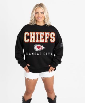 Women's Black Kansas City Chiefs Oversized Level Up Black Label Premium Fleece Sweatshirt
