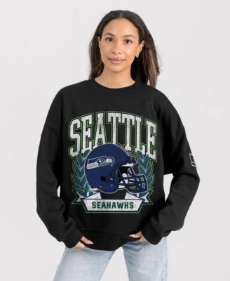 Women's Black Seattle Seahawks Oversized Victory Lane Black Label Premium Fleece Sweatshirt