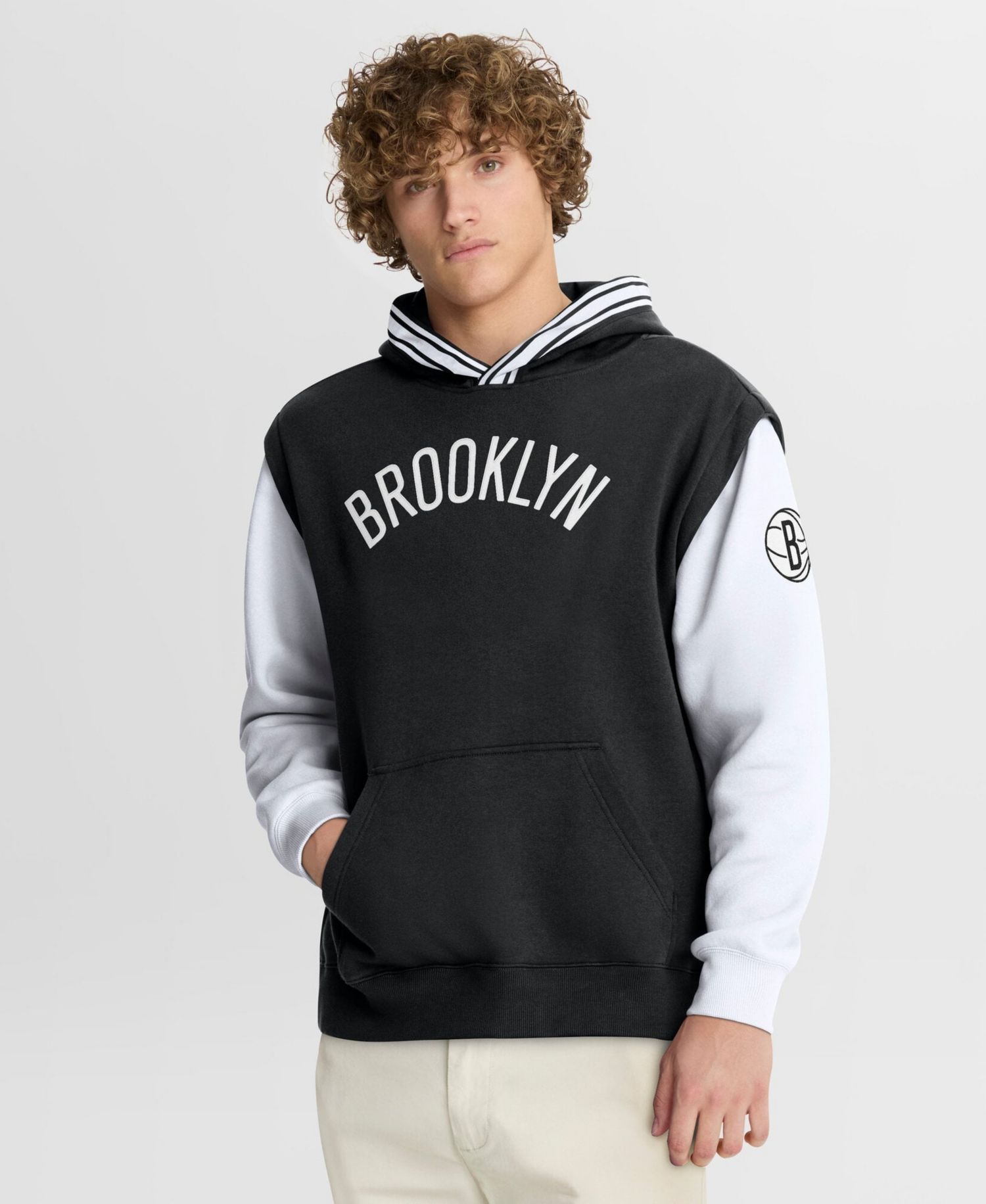 Men's Black/White Brooklyn Nets Half Court Shot Clock Fastbreak Hoodie