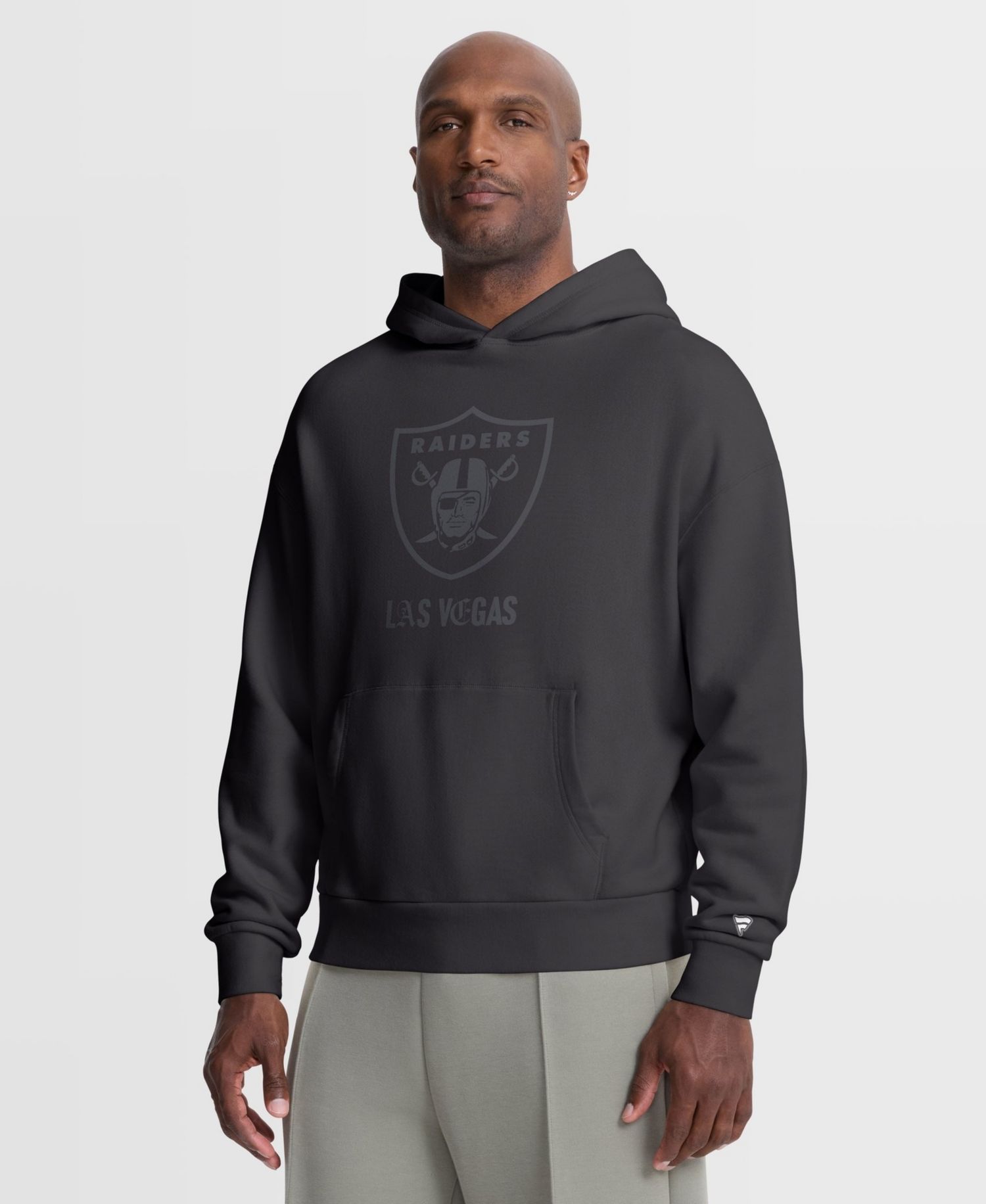Men's Black Las Vegas Raiders Oversized Type Play Location Hoodie