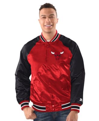 Men's  Red/Black Chicago Bulls Inductee Raglan Full-Snap Varsity Jacket