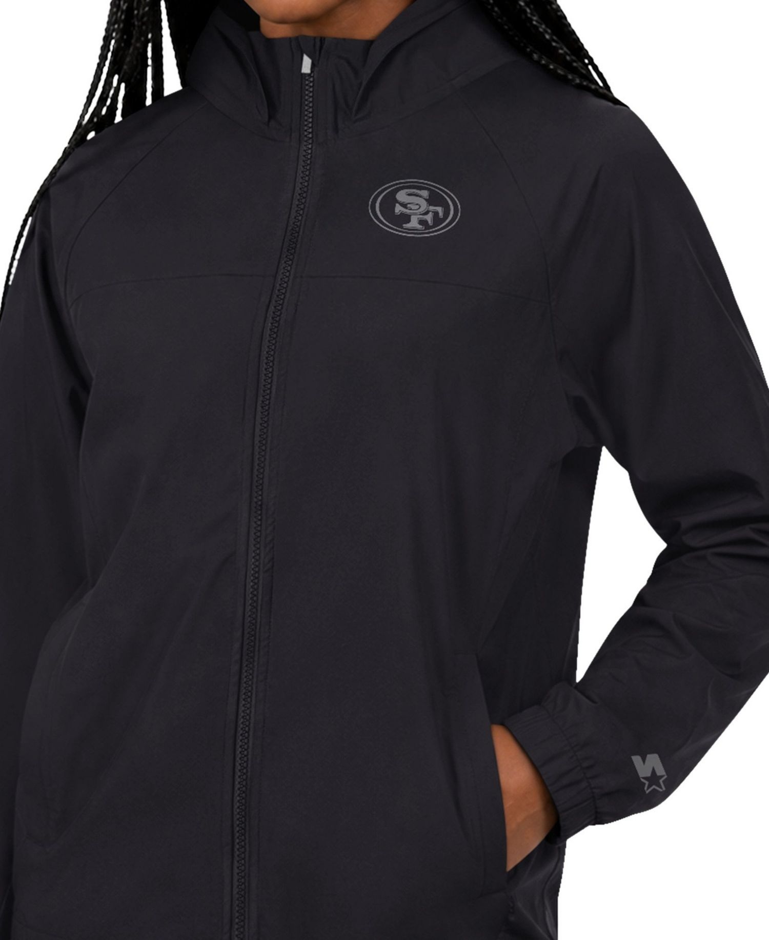 Women's Black San Francisco 49ers Athleisure Lightweight Full-Zip Raglan Jacket