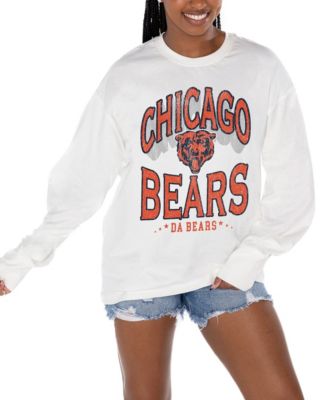 Women's White Chicago Bears Time Out Oversized Long Sleeve T-Shirt