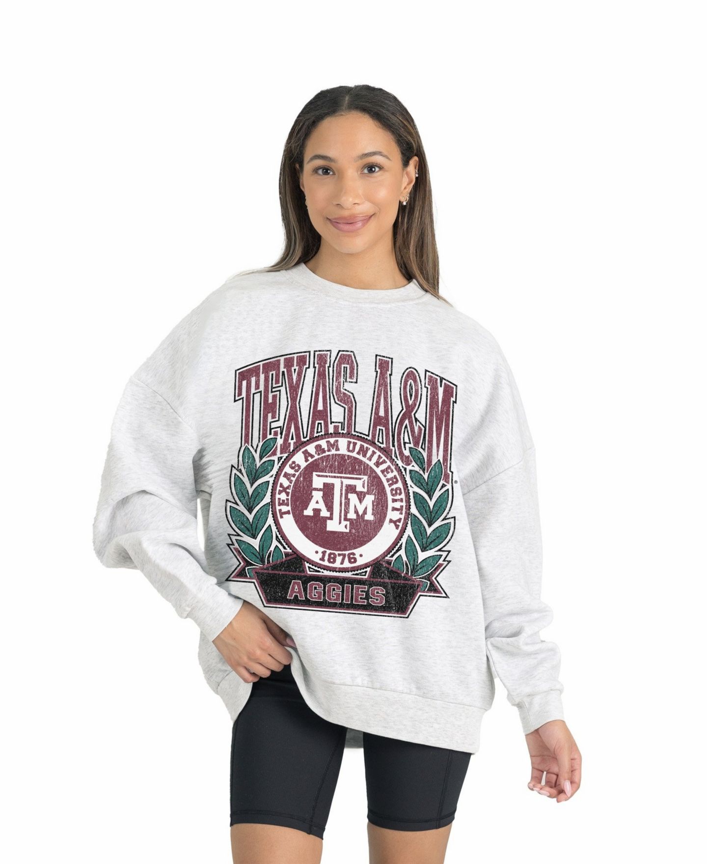 Женская толстовка Gameday Couture Gray Texas A&M Aggies Premium Fleece Drop Shoulder Oversized Pullover — фото 1