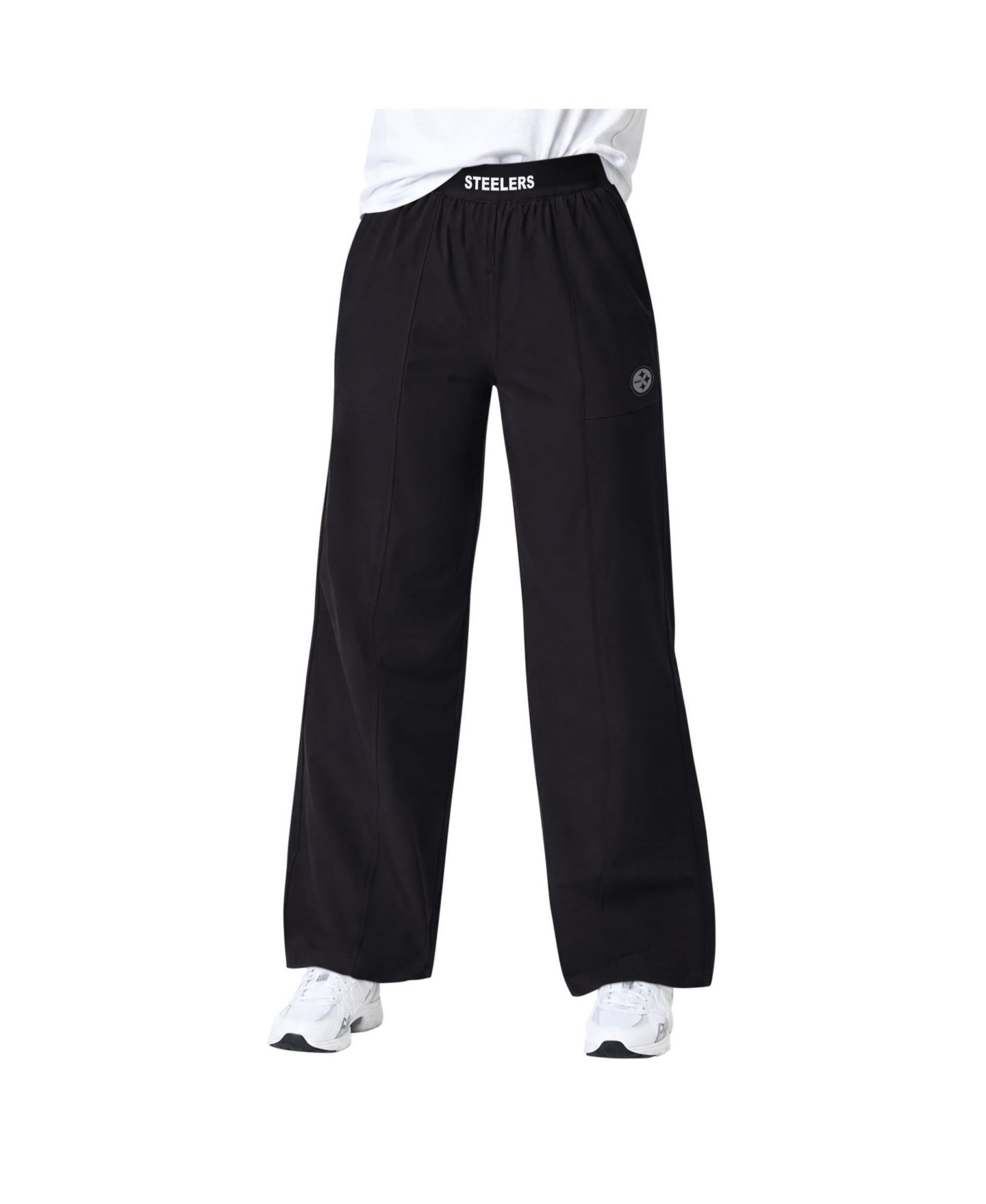 Женские брюки Starter Black Pittsburgh Steelers Athleisure Wide-Leg — фото 1