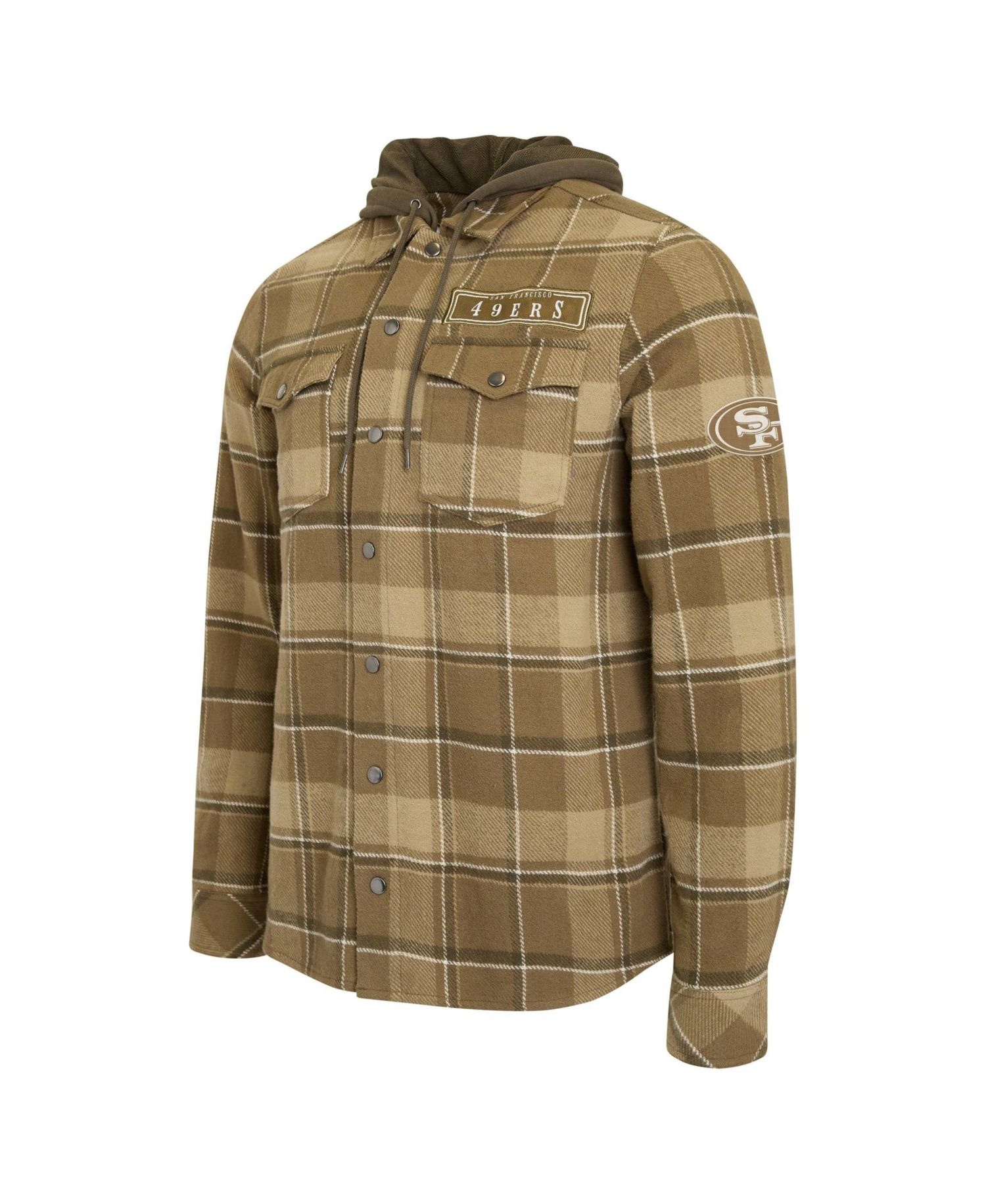 Men's Brown/Olive San Francisco 49ers Woven Hooded Full-Snap Shacket