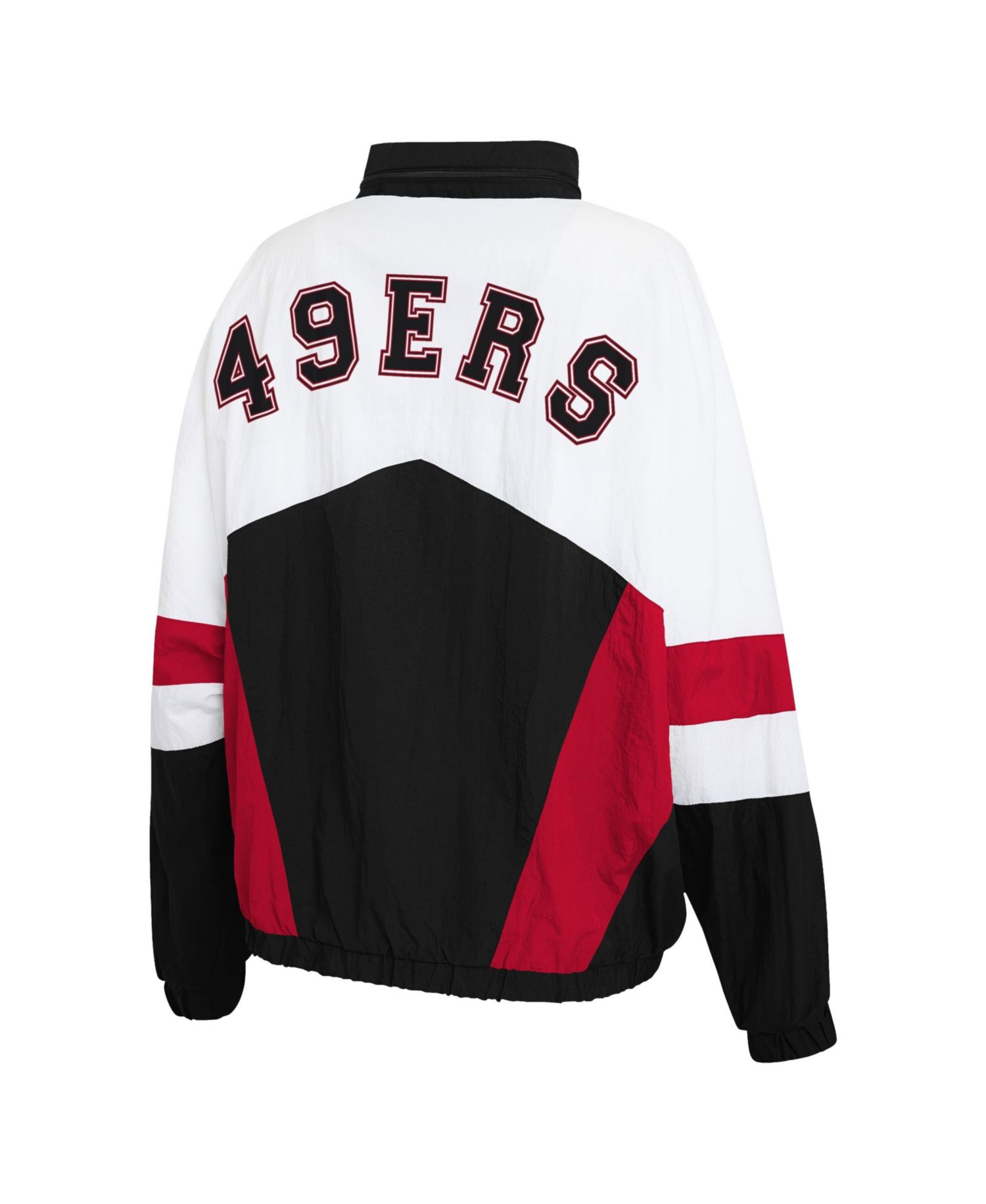 Women's White/Black San Francisco 49ers Crinkle Full-Snap Hooded Windbreaker Jacket
