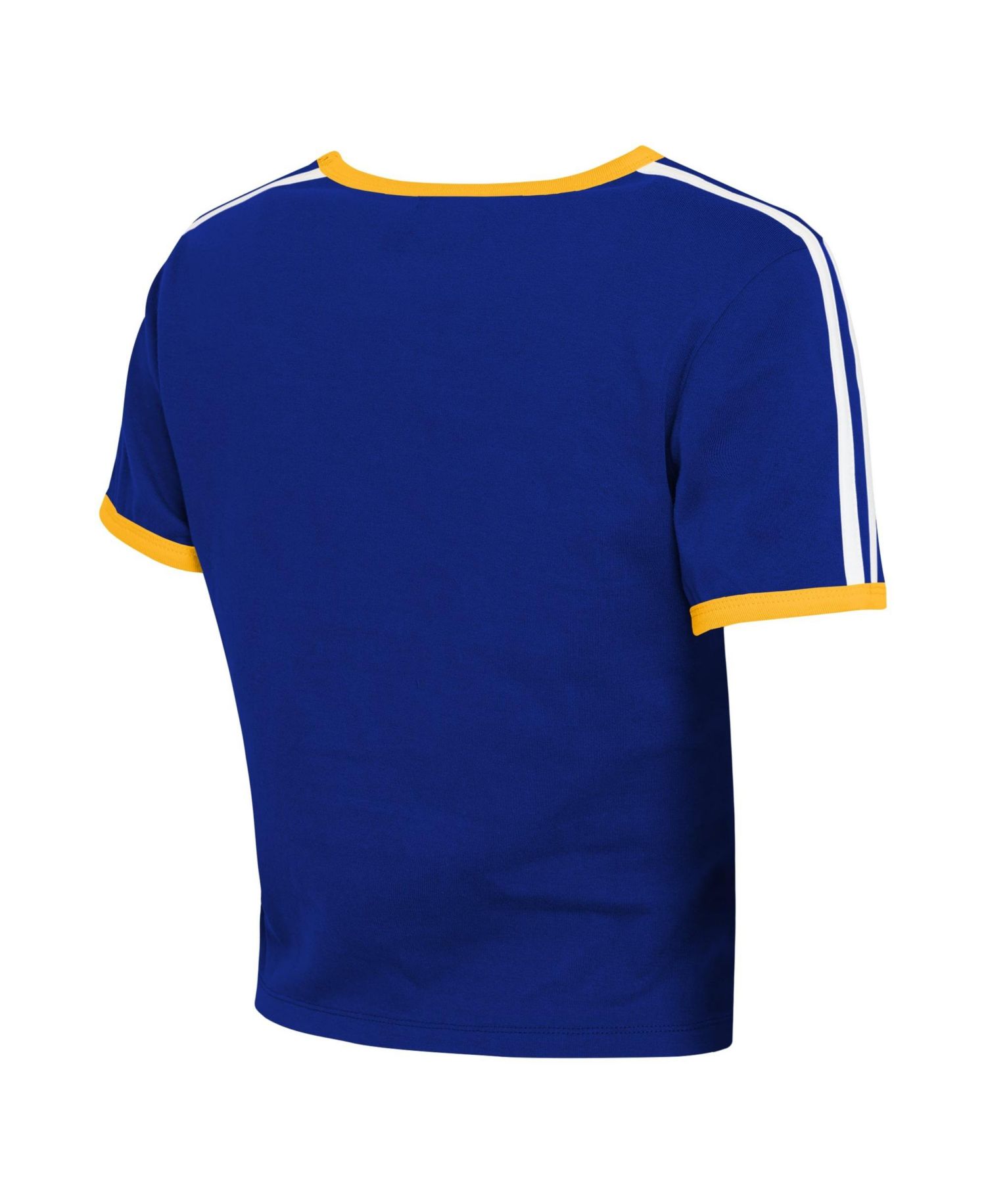 Women's Navy Seattle Mariners Cropped Throwback Ringer Baby T-Shirt