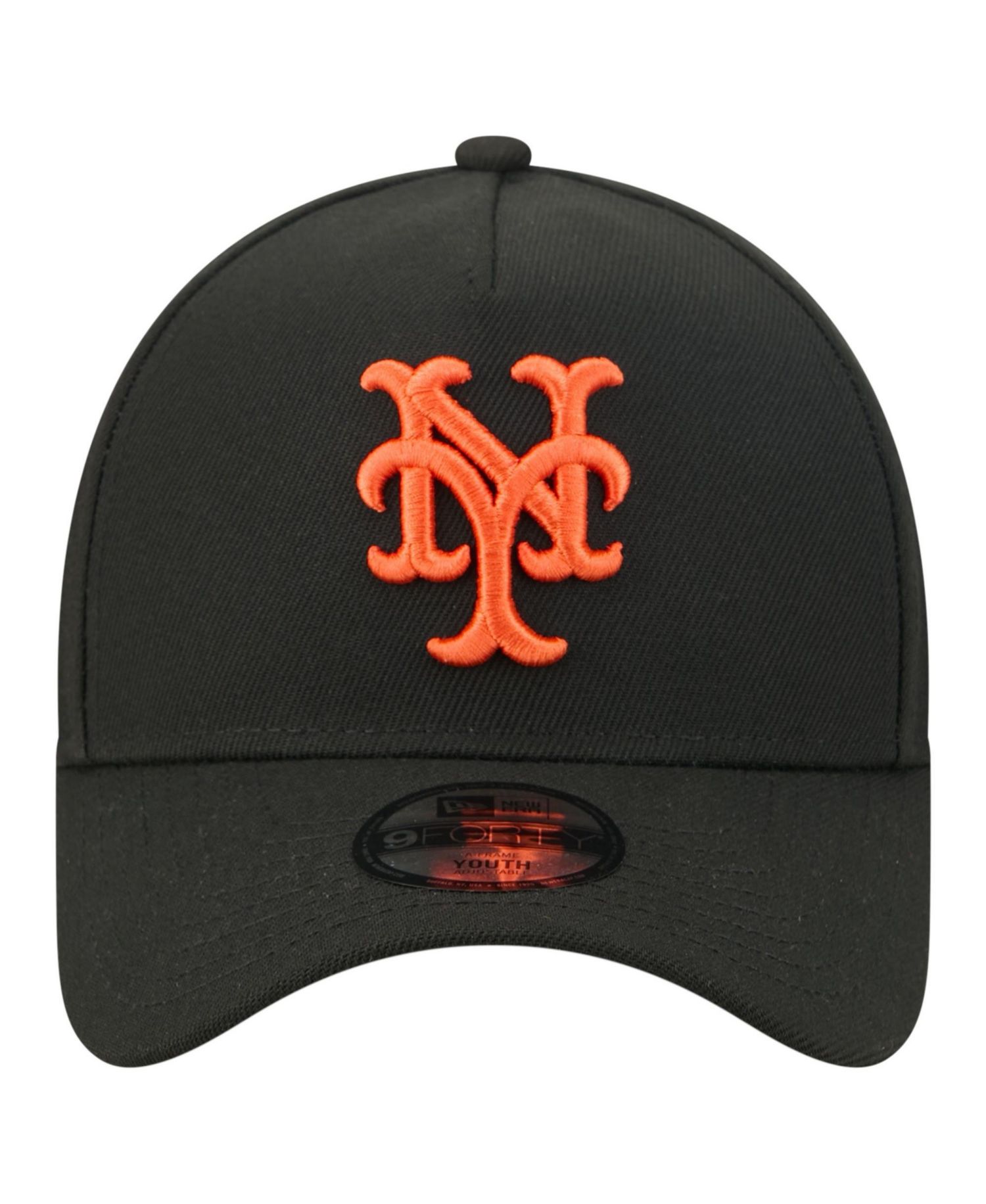 Big Boys and Girls Black New York Mets Cooperstown Logo 9FORTY A-Frame Adjustable Hat