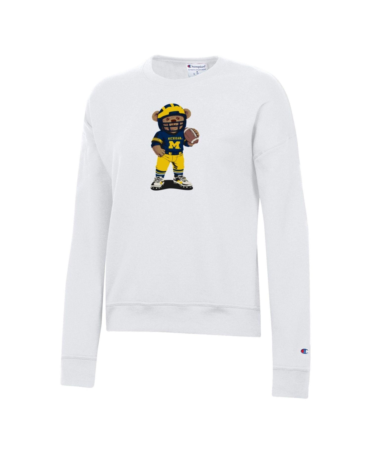 Women's White Michigan Wolverines Teddy Bear Sweatshirt