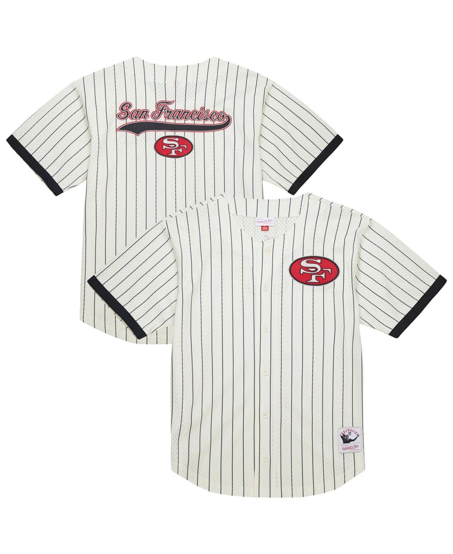 Men's Cream San Francisco 49ers Big Tall Heavyweight Mesh Button-Up Fashion Jersey