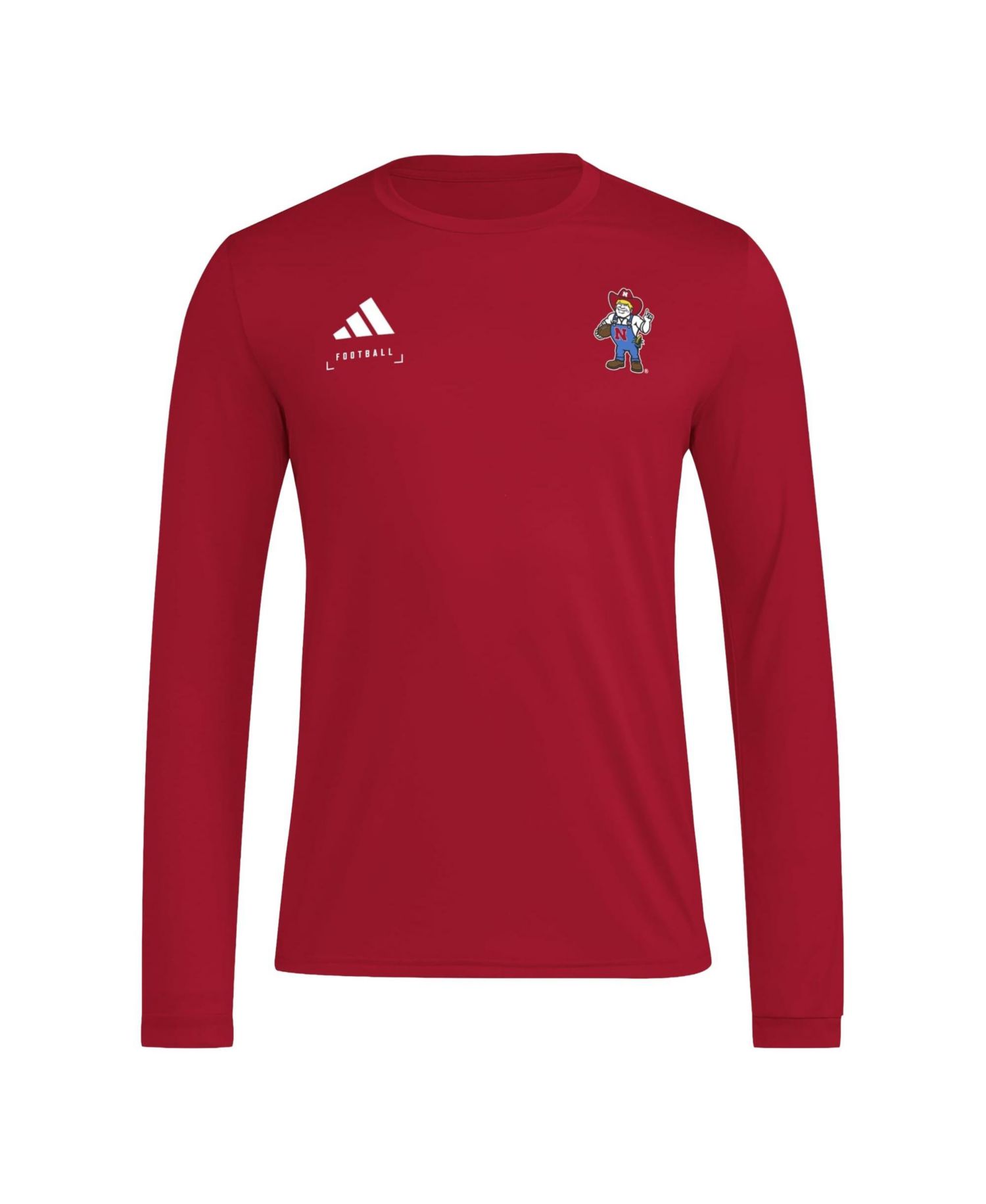 Men's Scarlet Nebraska Huskers Locker Football Icon AEROREADY Pre-Game Long Sleeve T-Shirt
