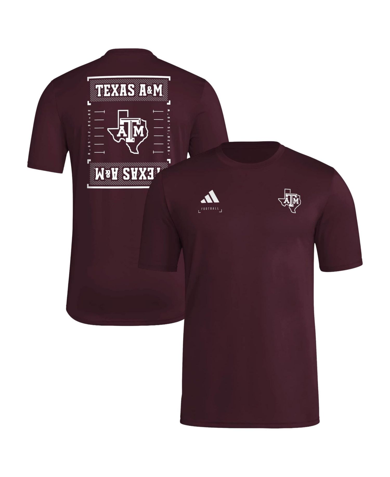 Men's Maroon Texas A&M Aggies Locker Football Icon AEROREADY Pre-Game T-Shirt