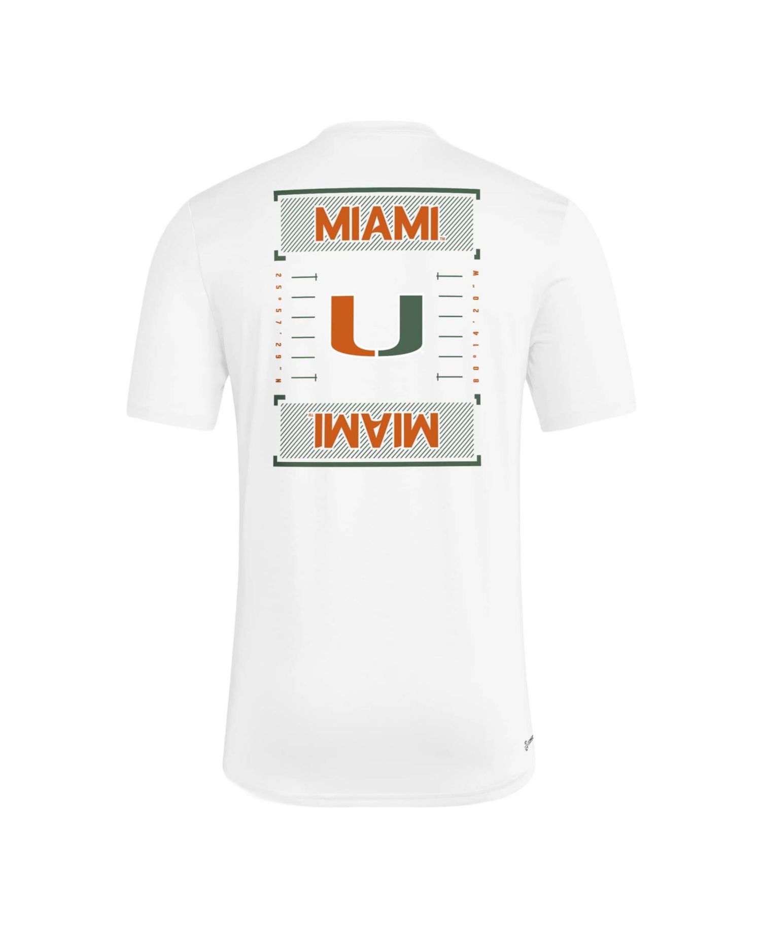 Men's White Miami Hurricanes Locker Football Icon AEROREADY Pre-Game T-Shirt