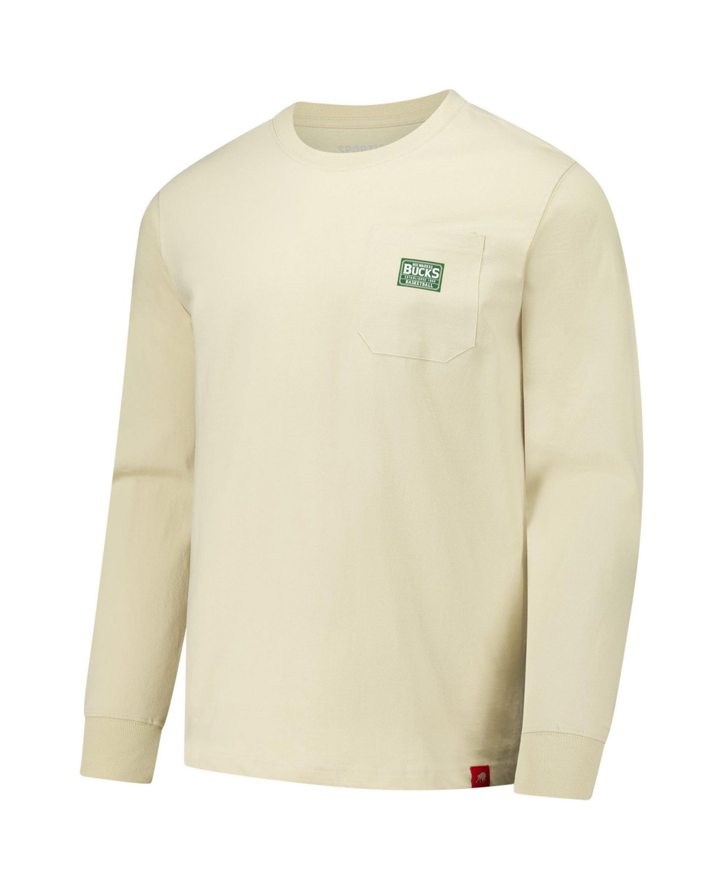 Men's and Women's Cream Milwaukee Bucks Wales Heavyweight Pocket Long Sleeve T-Shirt