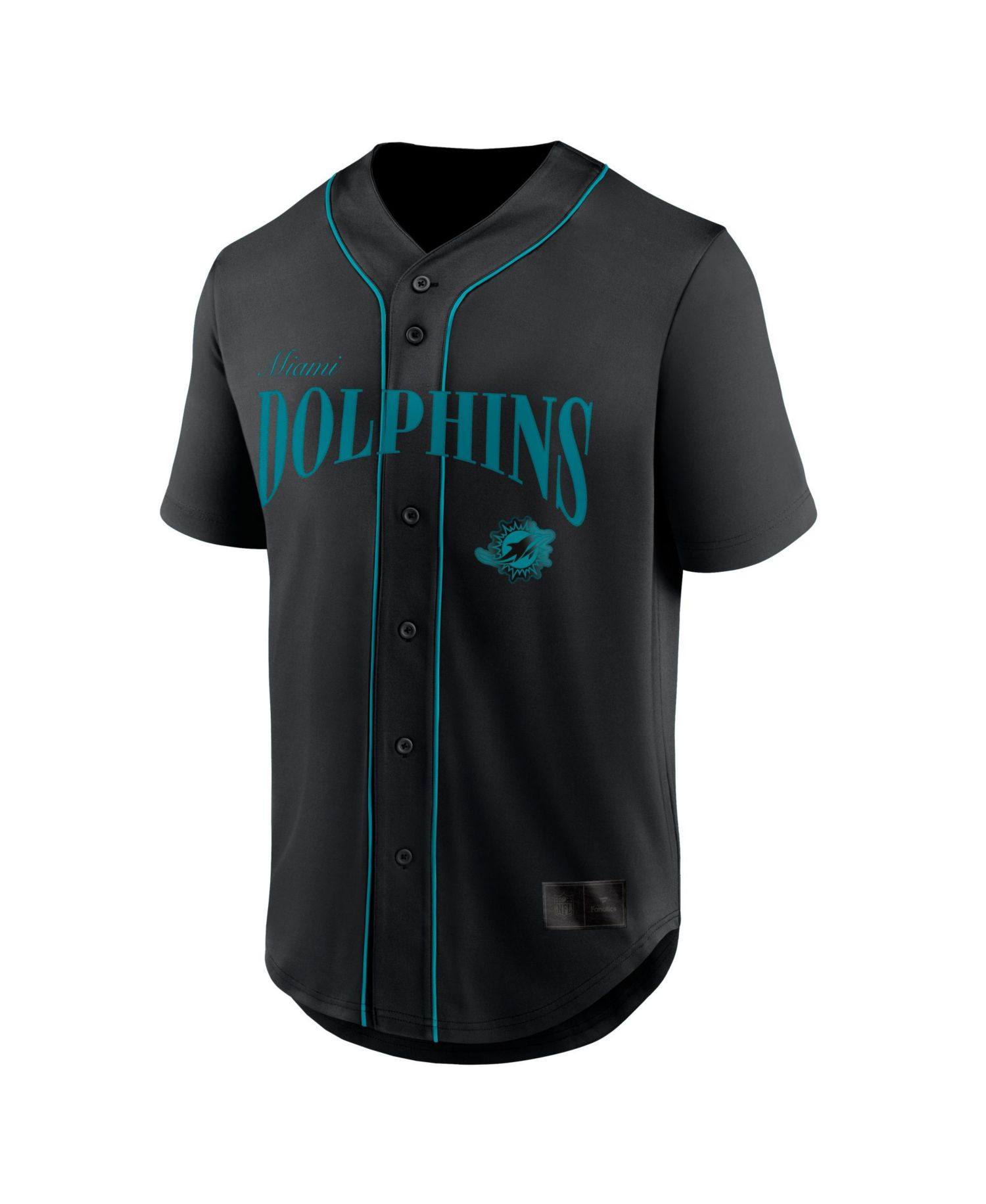 Men's Black Miami Dolphins After Hours Button-Up Baseball T-Shirt