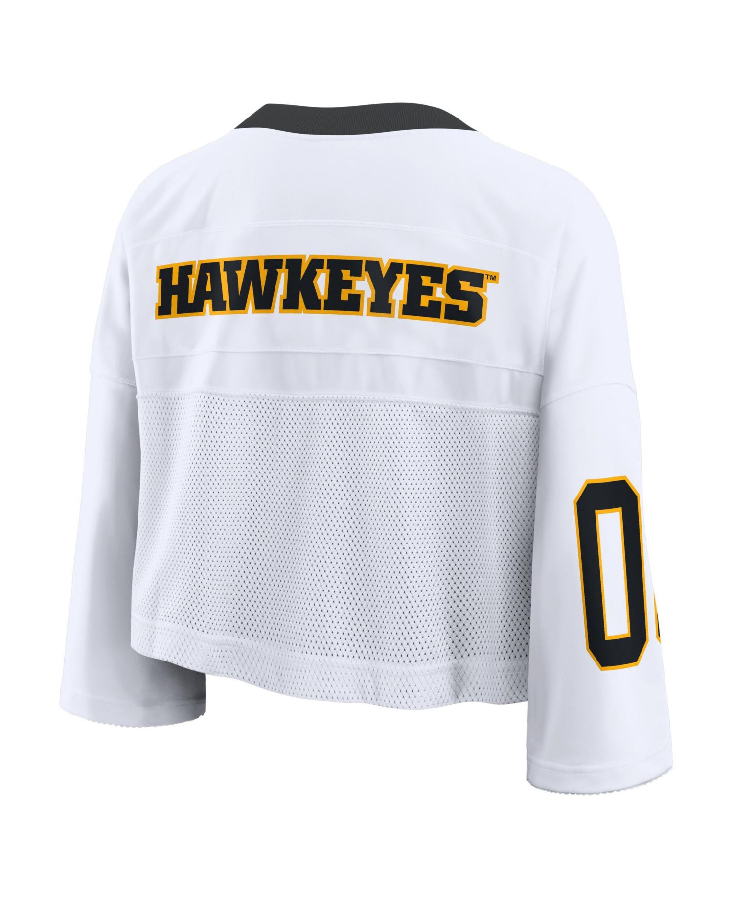 Women's White Iowa Hawkeyes Oversized Logo Cropped Fashion Jersey