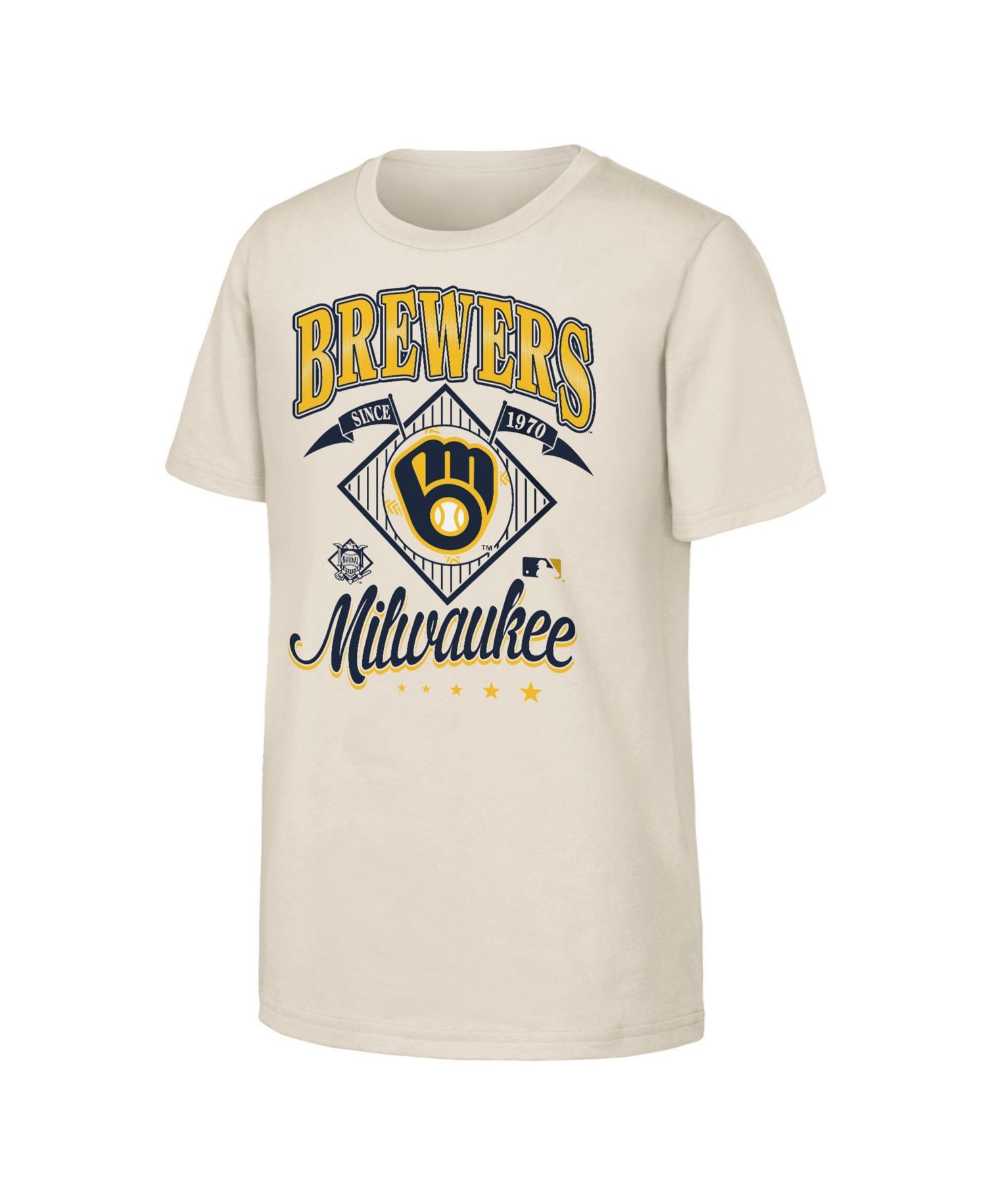 Big Boys and Girls Natural Milwaukee Brewers Triple Hit T-Shirt
