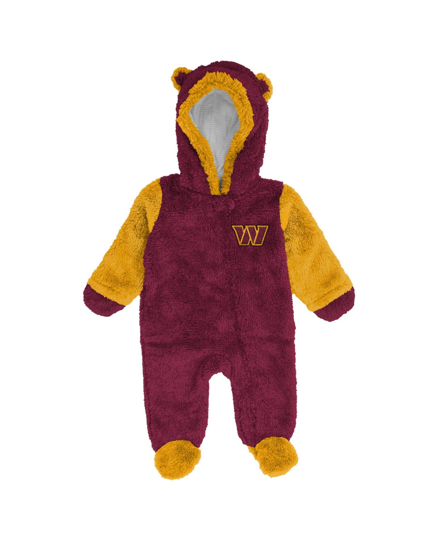 Baby Boys and Girls Burgundy Washington Commanders Teddy Fleece Bunting Full-Zip Sleeper