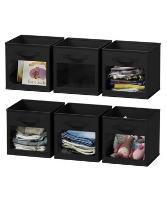 Set of 6 Storage Cubes with Clear Windows, Foldable Fabric Bins, Cube Storage Organizer for Closet, Shelf and Kids Room