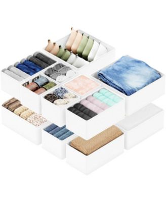 12-Pack Drawer Organizer Bins, Fabric Dresser Closet Dividers for Nursery, Bedroom and Bathroom