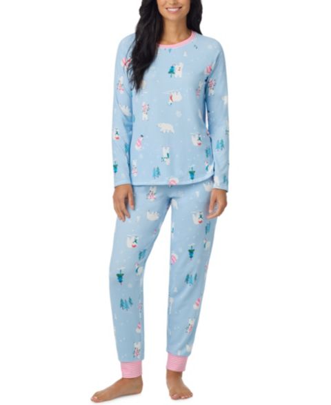 Cuddl Duds Women's Long-Sleeve Brushed Sweater Knit Jogger Top and Pants, 2-Piece Set, цвет: Синий
