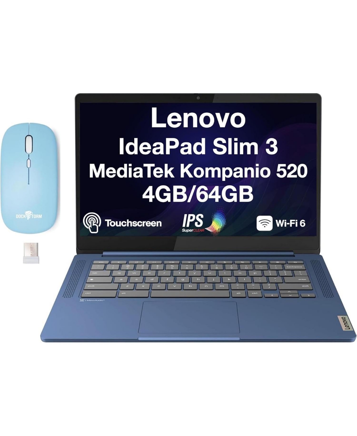 Lenovo IdeaPad Slim 3 14" Touchscreen Laptop with Wireless Mouse - Abyss blue