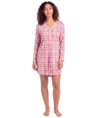 Women's Cozy Luxe Long Sleeve V-Neck Henley Sleep Shirt