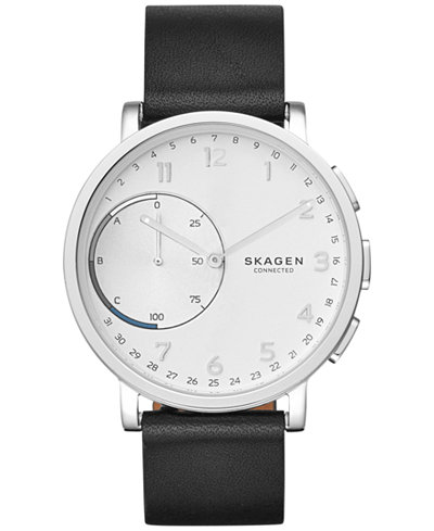 Skagen Unisex Hagen Black Leather Hybrid Smart Watch 42mm SKT1101