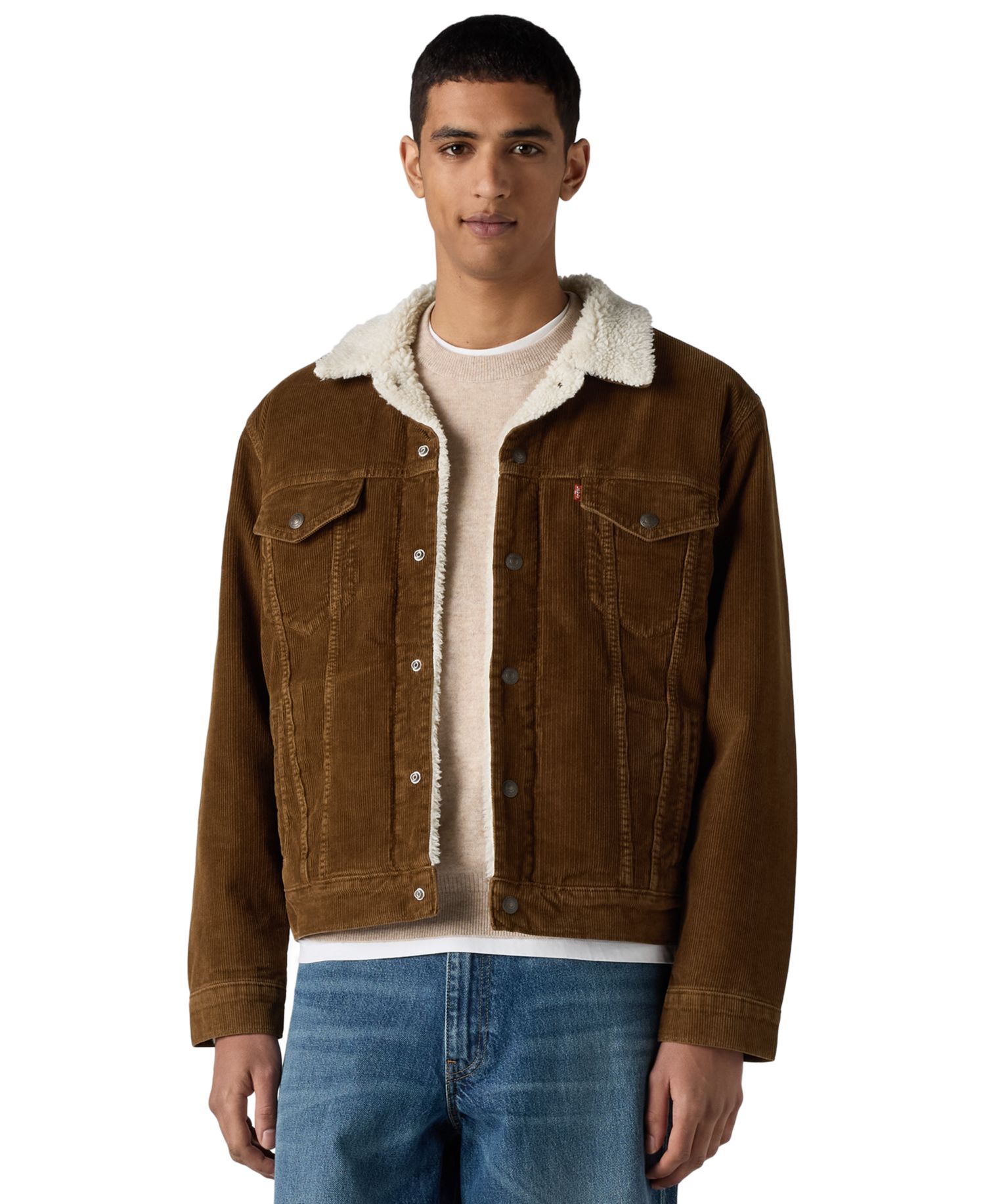 Men's Plaid Sherpa-Lined Regular-Fit Trucker Jacket