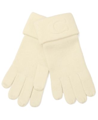 Women's Embossed C Touchscreen Wool-Blend Gloves