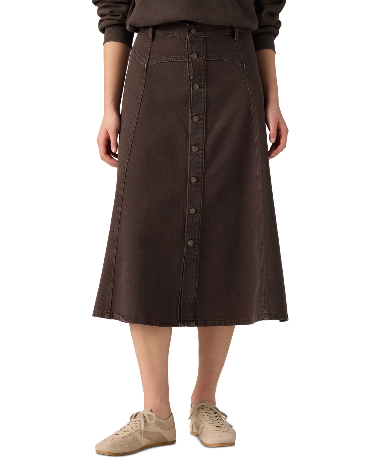 Levi's Women's Yoked Western Midi A-Line Denim Skirt - Washed Java Gold
