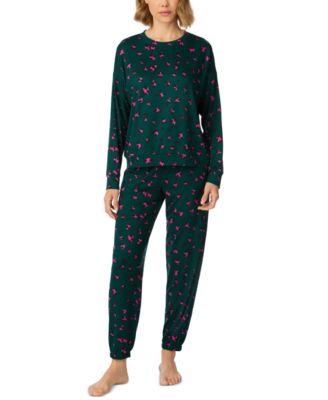 Women's Jersey Knit Long-Sleeve Top and Jogger Pants, 2-Piece Set