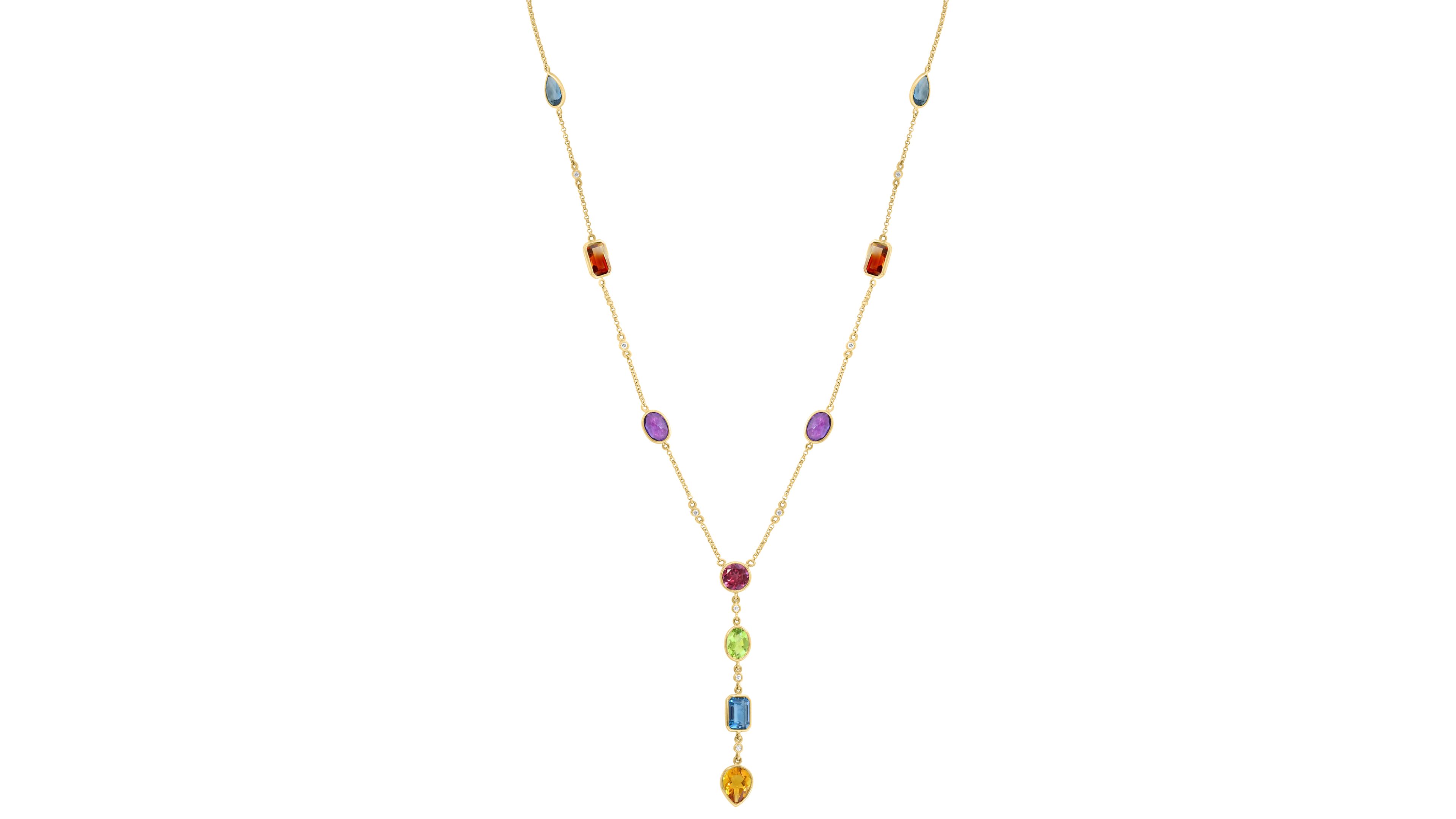 Effy Collection Multi Stone Adjustable Necklace Adjustable Bracelet Drop Chandelier In 14k Yellow Gold