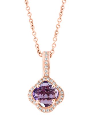 Diamond (1/10 ct. t.w.) and Pink Amethyst (1-1/10 ct. t.w.) Pendant in 14k Rose Gold