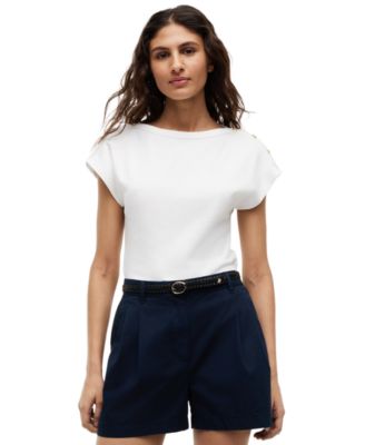 Women's Cap-Sleeve Boat Neck T-Shirt