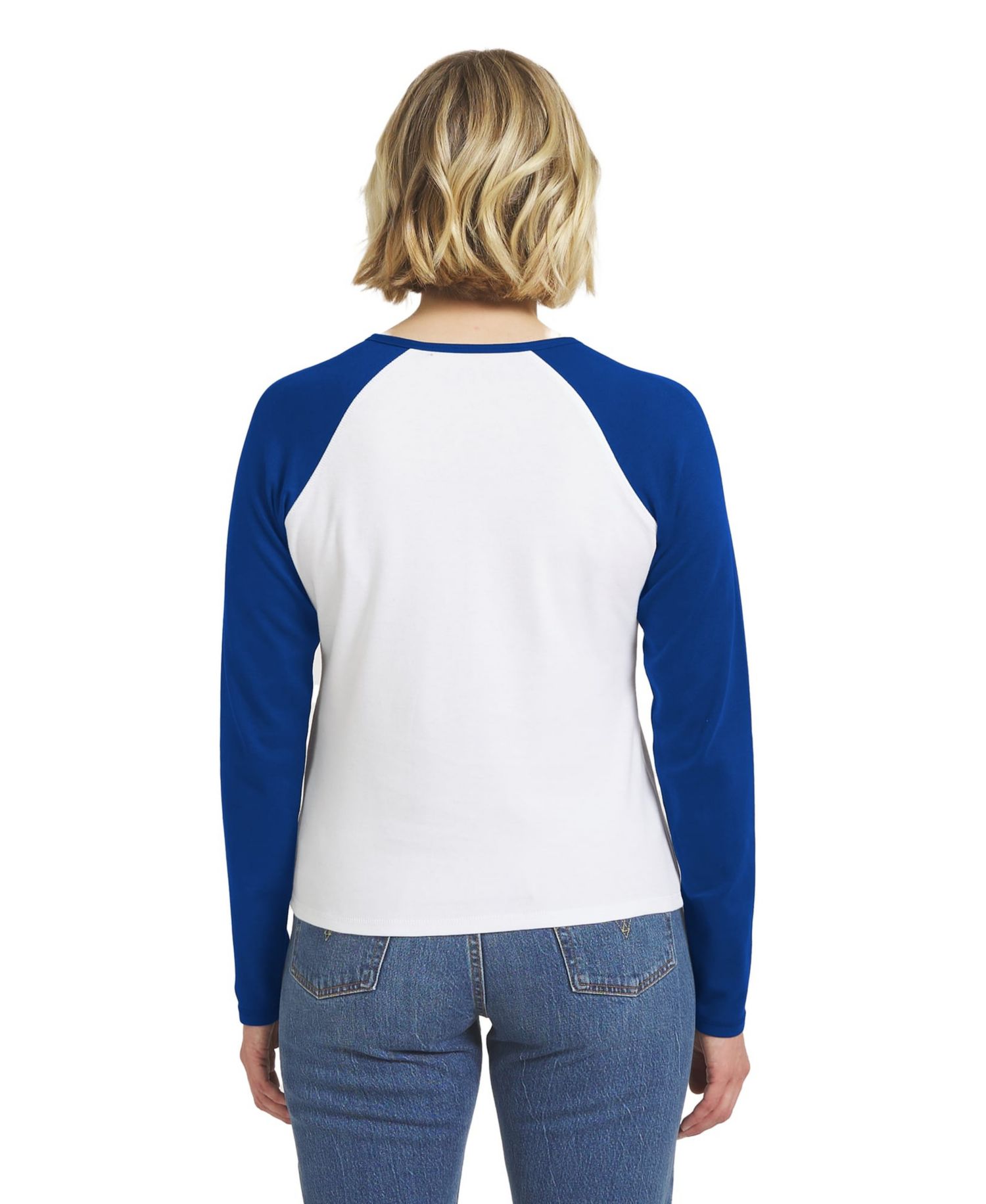 Women's White/Royal Buffalo Bills Henley Long Sleeve Raglan T-Shirt