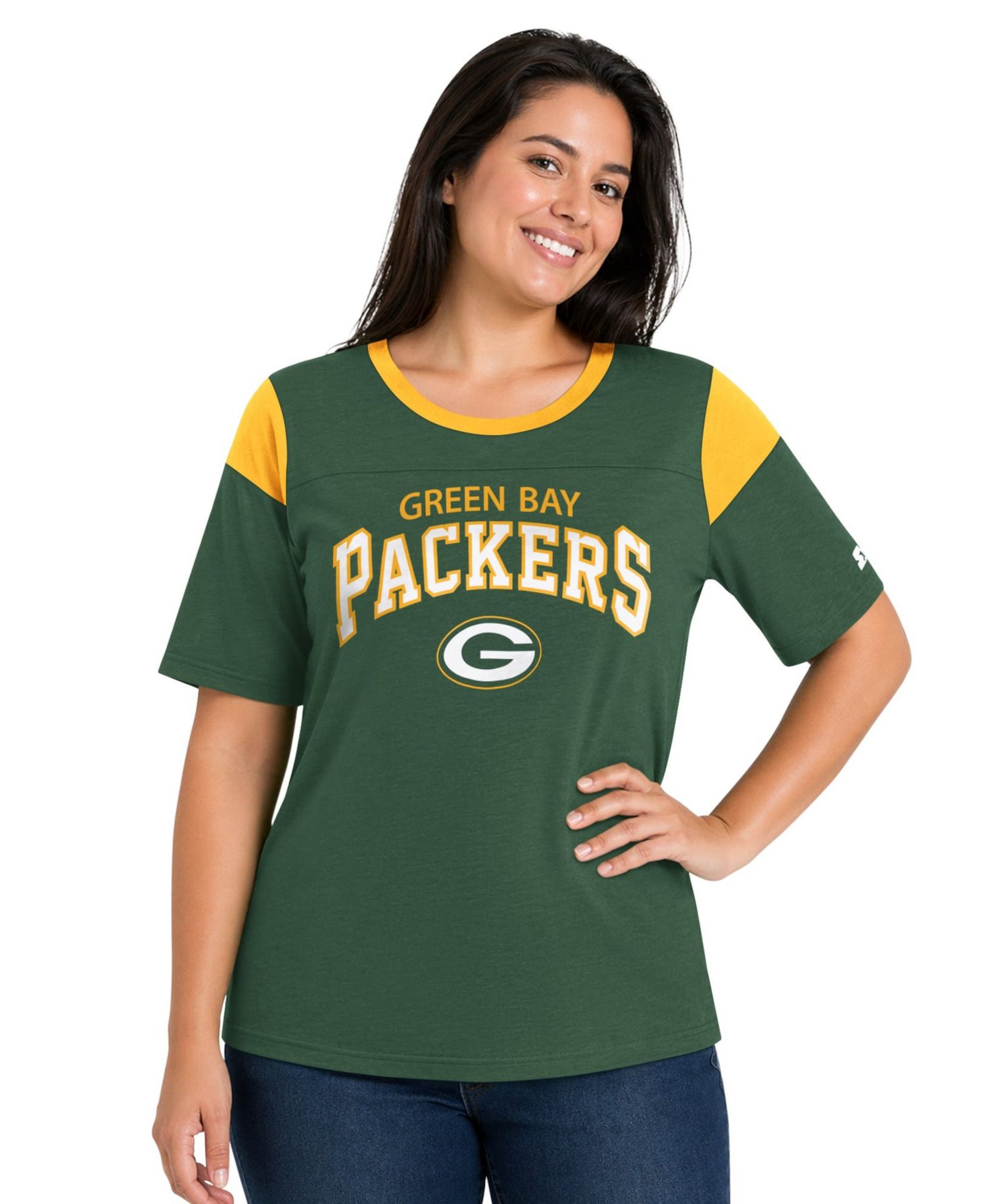 Women's Green Bay Packers Plus Size Linebacker Slub T-Shirt