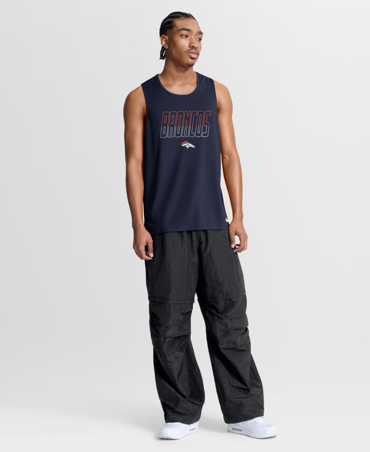 Men's Navy Denver Broncos Kickoff Miler Dri-FIT Tank&iquest; Top