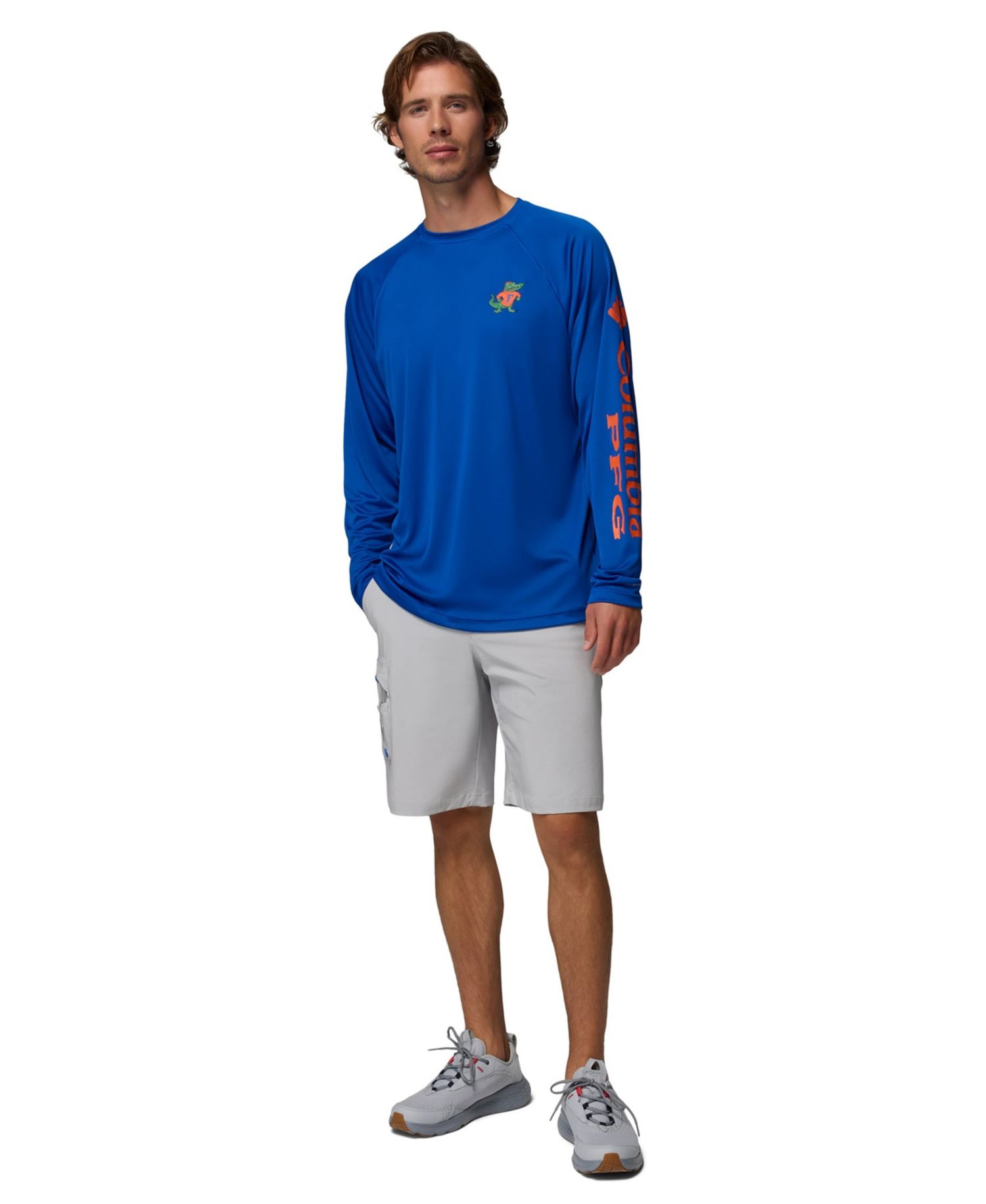 Men's Royal Florida Gators Terminal Tackle Omni-Shade Raglan Long Sleeve T-Shirt