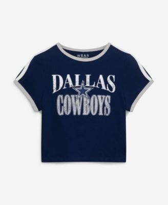 Women's  Navy Dallas Cowboys Cropped Ringer Baby T-Shirt