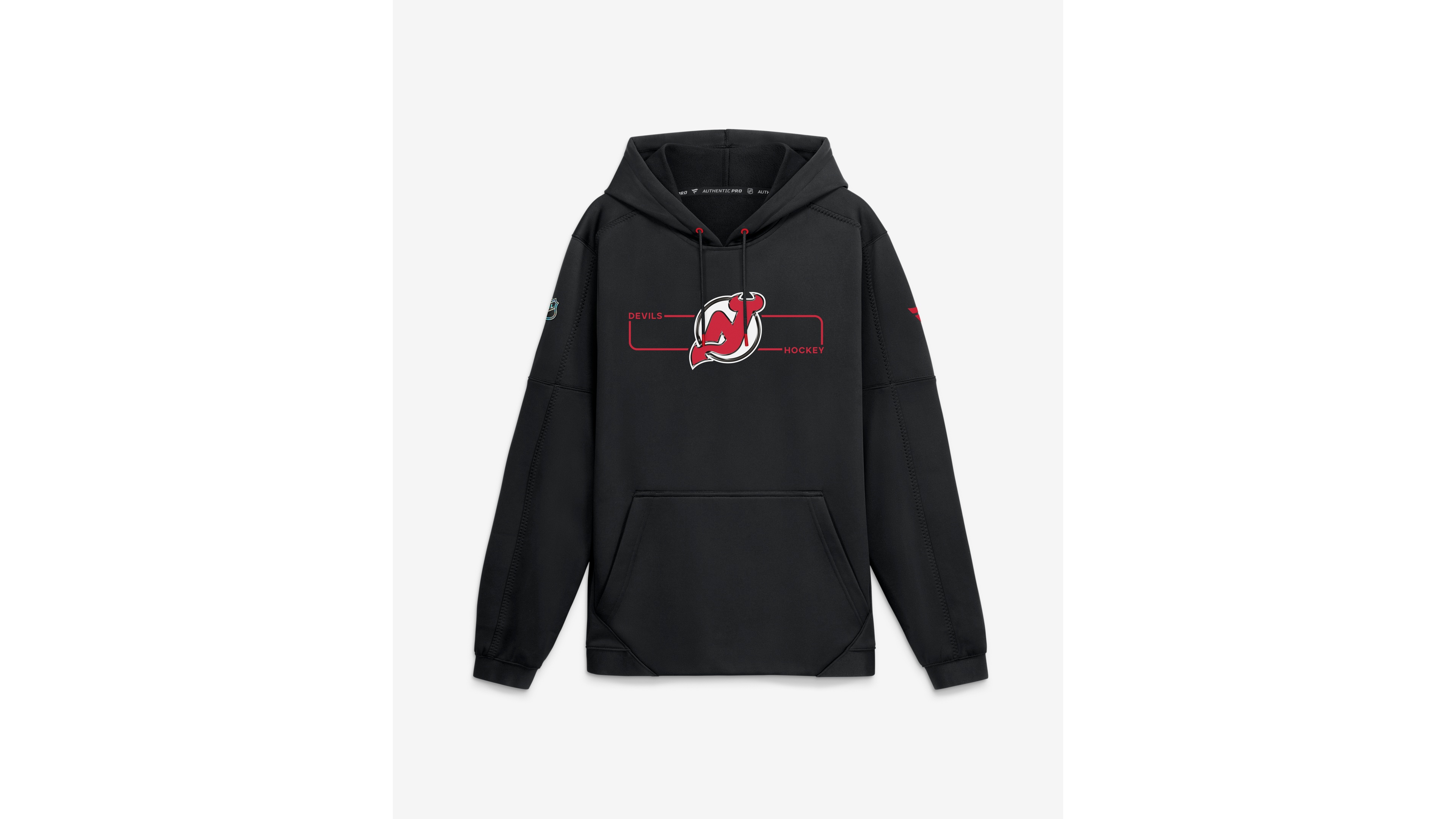 Fanatics Men's Black New Jersey Devils Authentic Pro Rink Fleece Pullover Hoodie