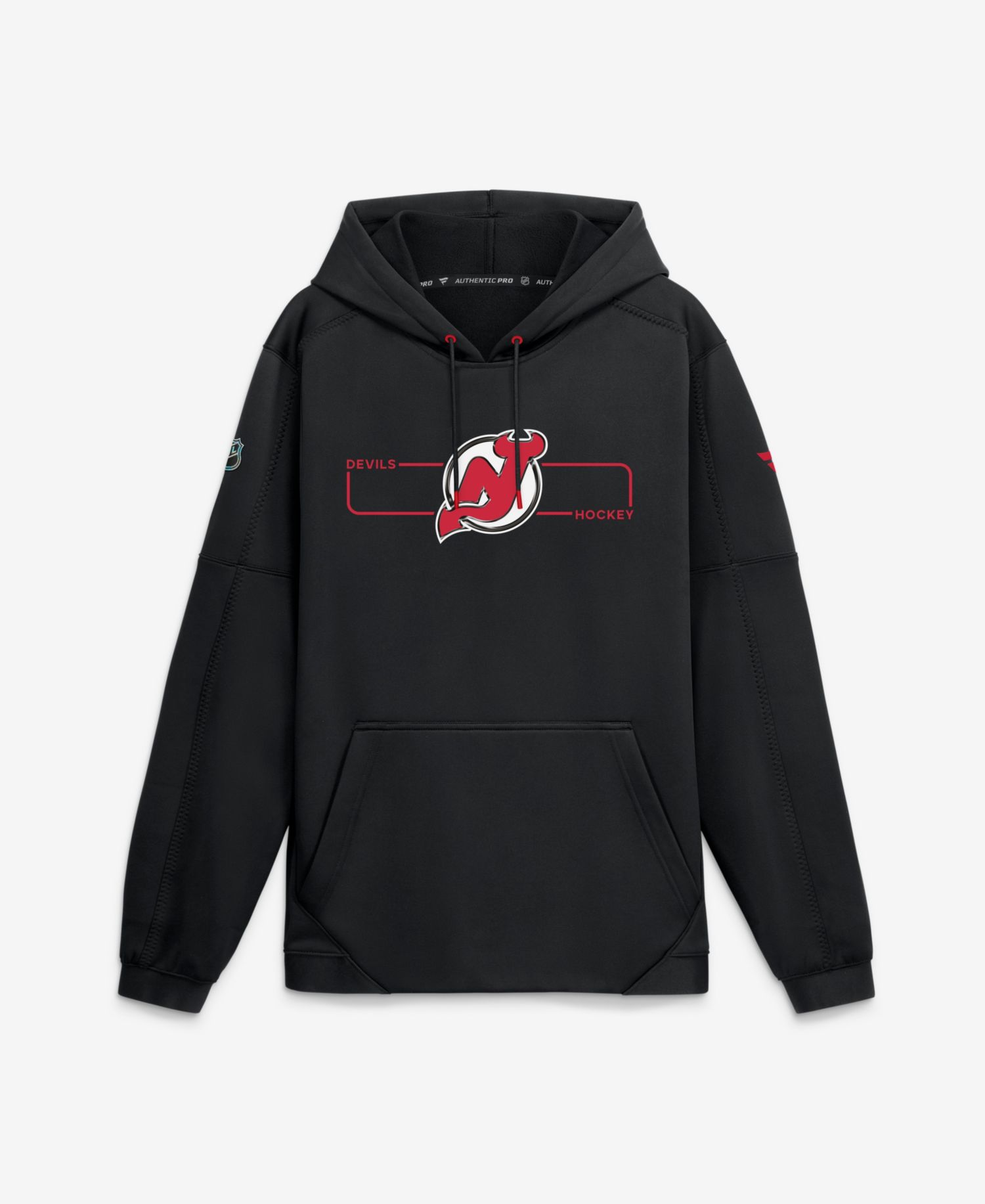 Men's Black New Jersey Devils Authentic Pro Rink Fleece Pullover Hoodie