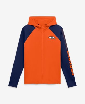 Women's Orange/Navy Denver Broncos Cornerback Blitz&iquest; Raglan Full-Zip Hoodie