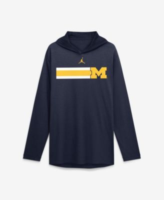 Men's Navy Michigan Wolverines Primetime Pattern Tri-Blend Dri-FIT Long Sleeve Hooded T-Shirt