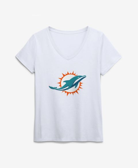 Женская футболка Logo Athletic White Miami Dolphins Primary Logo V-Neck
